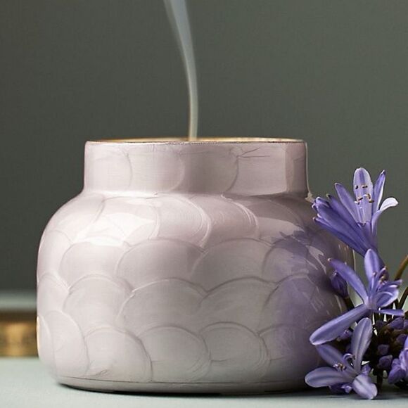 Anthropologie Capri Blue Volcano Lavender Capiz Jar Candle - 85 Hour Burn Time - Picture 1 of 5